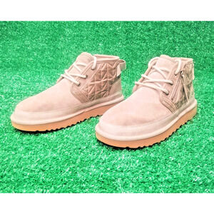 UGG Neumel Quilting Chukka Boot Men's 7 Beige Lace-Up Side Zip Casual 1114194